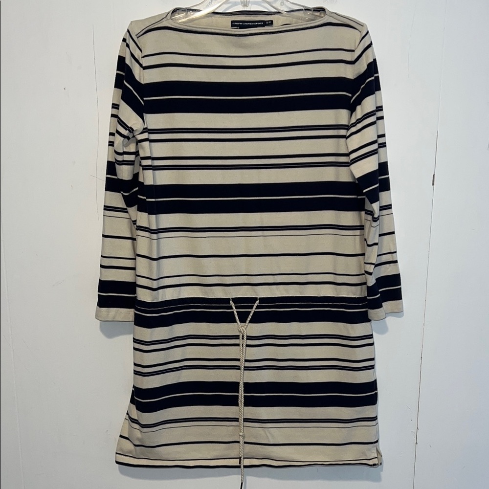 Ralph Lauren Black and Cream Striped Long Sleeve Dress K